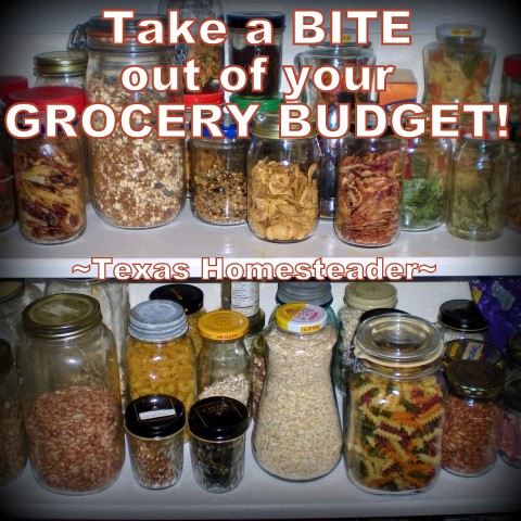 Read our favorite tips to keep your grocery budget low by using different cooking techniques, food storage hacks, eliminating food waste and reducing convenience foods. #TexasHomesteader