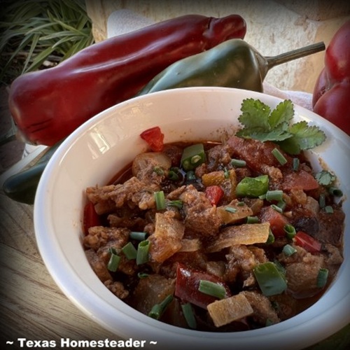 This award-winning chili recipe has beef, dark beer and black beans. #TexasHomesteader