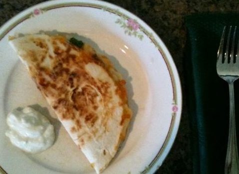 Quesadilla grilled until crispy and served on a plate. #TexasHomesteader