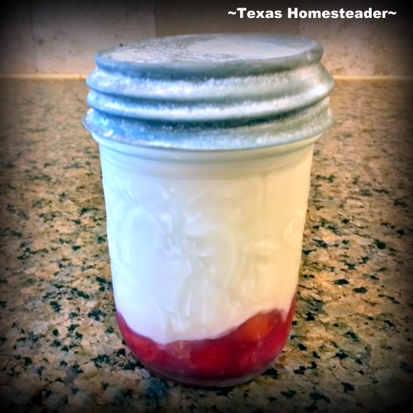 MYO easy fruit on the bottom yogurt. There Are LOTS Of Super-Easy Ways To Save On Groceries to cut the budget. Come See What Works Best For Us. #TexasHomesteader