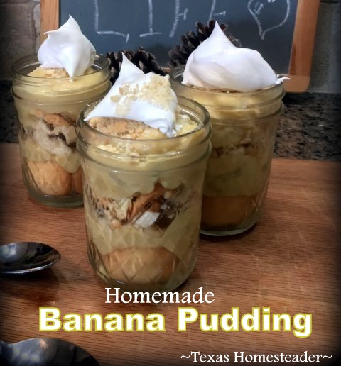 Healthy wholesome banana pudding ingredients - skim milk, real butter, flour, egg yolk, sugar, and vanilla, plus bananas & wafers for banana pudding #TexasHomesteader