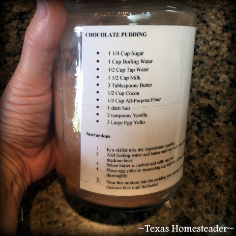 Pre-mixed dry ingredients. HOMEMADE CHOCOLATE PUDDING, not much more time than it takes to open a box of the powdered commercial stuff but with wholesome real ingredients #TexasHomesteader