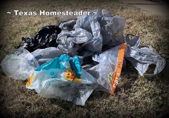 Plastic bag disposable trash reuse. #TexasHomesteader