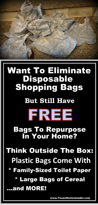 Cities are banning disposable shopping bags but you like to reuse them at home? There are other bags for you to use for FREE. #TexasHomesteader