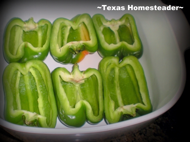 Recipe: Stuffed Peppers. Delicious and makes enough to freeze for later meals too - Cook Once, Eat Twice. Enjoy Those Garden Peppers! #TexasHomesteader