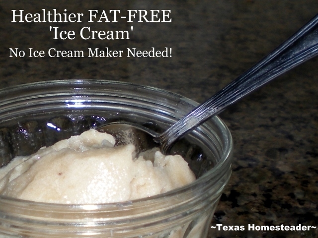 A healthier version of homemade ice cream using frozen bananas, milk, pudding mix & vanilla. There are tons of additional flavor options! #TexasHomesteader