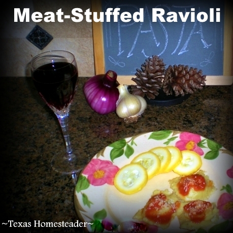 An easy meat-stuffed ravioli recipe that can be made with homemade pasta - delicious! #TexasHomesteader