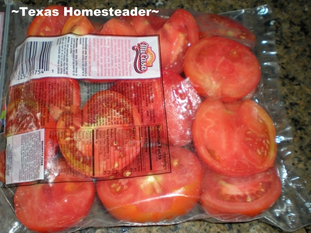 I make sure to preserve the garden tomatoes that we can't eat fresh so not even ONE of them goes to waste. It's easy to freeze them! #TexasHomesteader