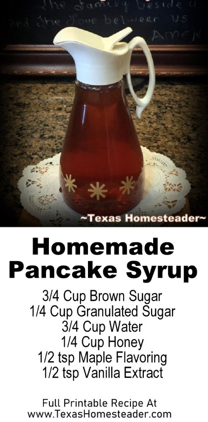 Homemade pancake syrup is simple and takes only 7 minutes to make. #TexasHomesteader