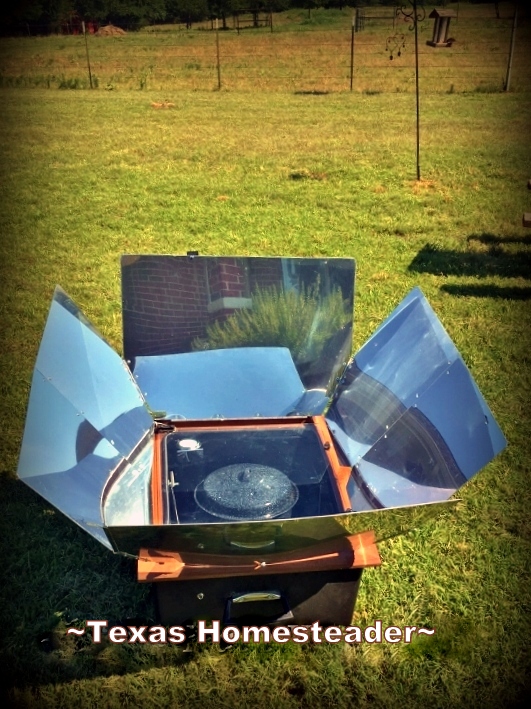 I use my solar oven often especially when it's hot outside. It keeps cooking heat outside where it belongs! Today I'm cooking BBQ pork. #TexasHomesteader