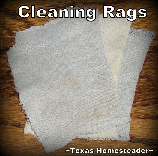 An old sock is cut into a square and used as an absorbent cotton terrycloth cleaning rag. #TexasHomesteader 