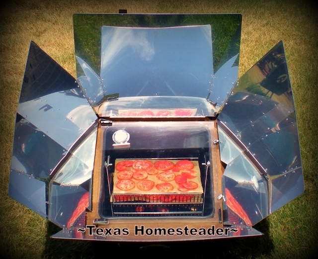 Did you know you could use a solar oven to dehydrate produce? Then they take no additional energy to store & take up very little space! #TexasHomesteader