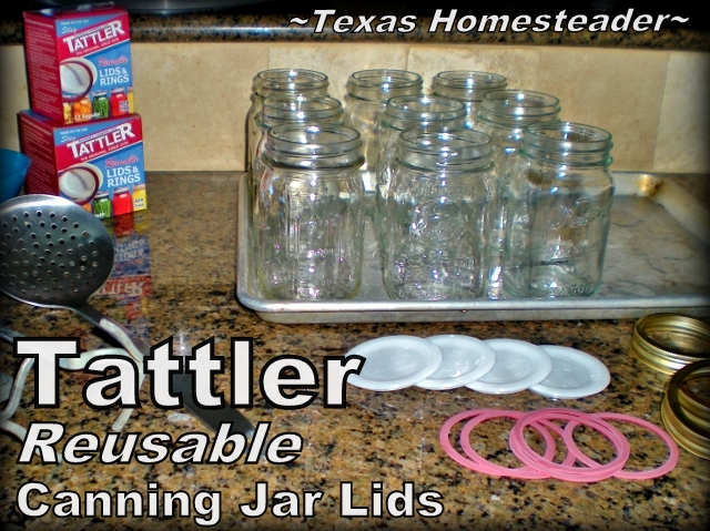 Tattler reusable canning jar lids. Did you know there are reusable canning lids? I bought my Tattler reusable lids almost 10 years ago and they're used over & over again. It's an eco-friendly choice. #TexasHomesteader