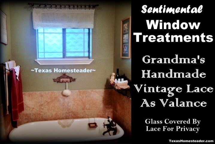 Vintage Lace Dresser Scarf Used For Window Treatment valance, clawfoot tub #TexasHomesteader
