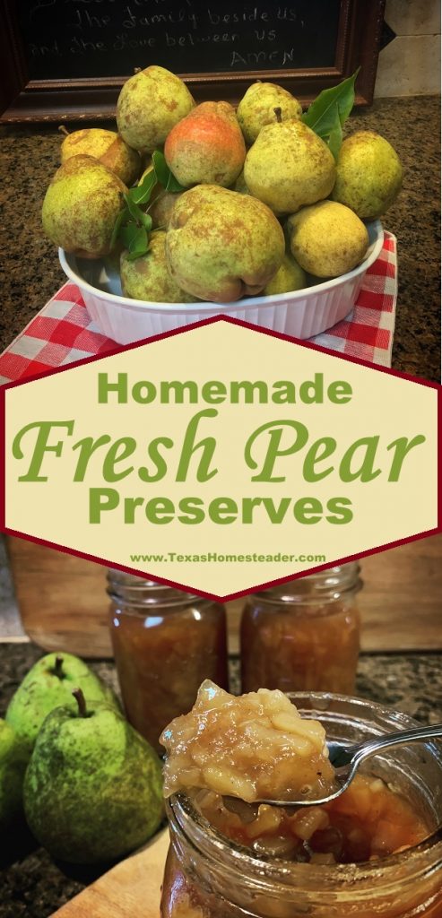 Homemade Pear Preserves Recipe ~ Texas Homesteader 1228