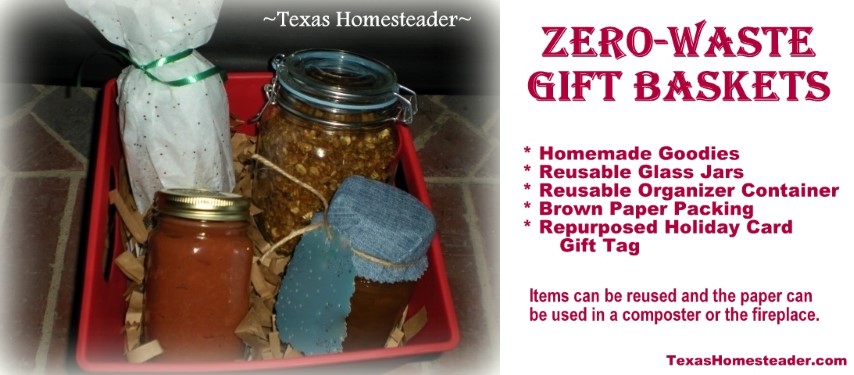 Zero-waste low waste gift wrapping idea - holiday basket. #TexasHomesteader