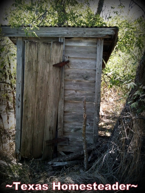 Abandoned outhouse. Evidence of an old abandoned homestead. It has an 1880's barn, orchard of jujube trees & is in need of TLC! #TexasHomesteader
