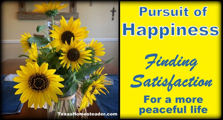 Pursuit of happiness - being satisfied with your life and what you have. #TexasHomesteader