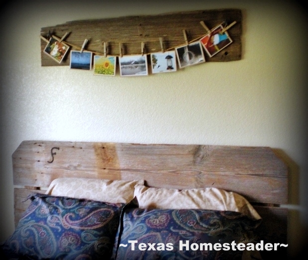 I used reclaimed wood from our 1880's barn, vintage clothes pins and my favorite homestead photos to produce a wall feature we love! #TexasHomesteader