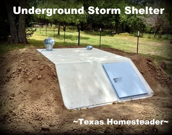 When bad storms hit I needed SAFETY from the storm! So we bought & had installed an underground storm shelter. #TexasHomesteader