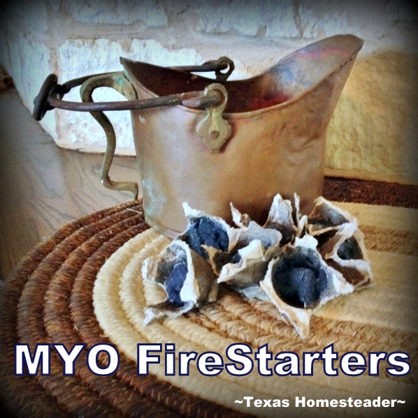 Homemade fire starters from cardboard egg cartons and wax. #TexasHomesteader