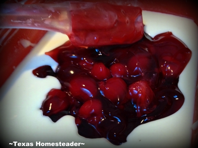 Quick & Easy NO-COOK CHERRY DESSERT - This tasty dessert uses pie filling, cool whip, crushed pineapple, sweetened condensed milk and cream cheese! #TexasHomesteader