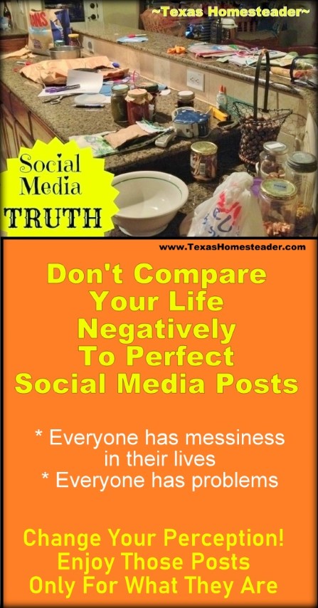 Stop making unhealthy comparisons to perfect social media posts! #TexasHomesteader