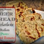 Homemade beer bread seasoned with Italian pesto and sun-dried tomatoes. #TexasHomesteader