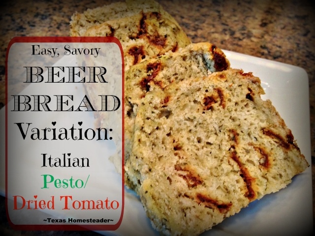 I love the ease & convenience of beer bread. I wondered if I could make a Savory Pesto Version? As it turns out yes I can! Check it out #TexasHomesteader