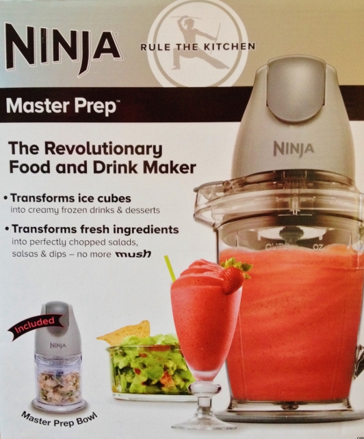 Ninja blender set with regular and mini-sized blender units.