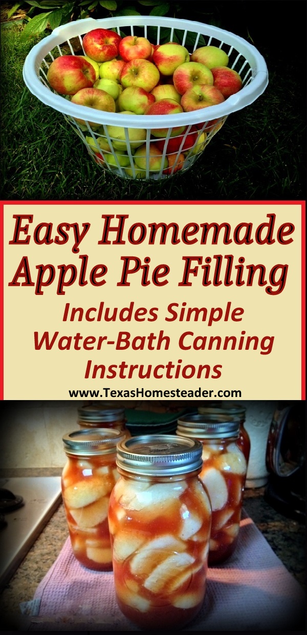 This simple apple pie filling recipe is straightforward. And canning requires just a 20-minute stint in a water-bath canner #TexasHomesteader