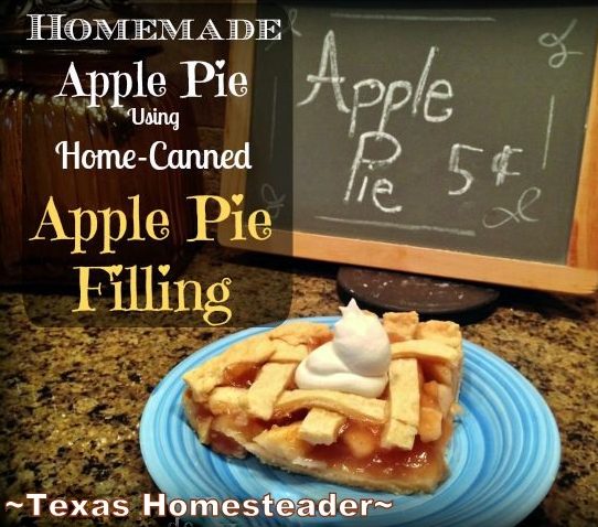 HOMEMADE APPLE PIE Made With Home-Canned Apples. Since the apples have already been processed through canning, this dessert is quick! #TexasHomesteader