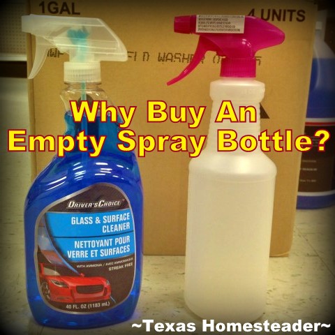 Obtaining Cheap Spray Bottles - Check out this clever Homestead Hack for saving a few bucks if you ever need to purchase an empty spray bottle #TexasHomesteader