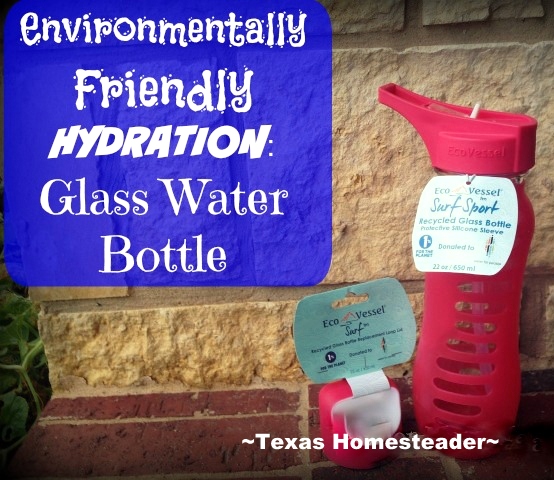 I hate plastic, and I hate disposable water bottles or cups. I'm reviewing a 60% Recycled GLASS reusable water bottle - see what I found. #TexasHomesteader