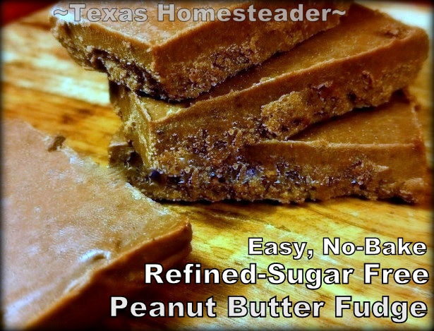 A NO-BAKE PEANUT BUTTER FUDGE RECIPE That Contains NO Refined Sugar! For your guests with food restrictions - Quick & Easy! #TexasHomesteader