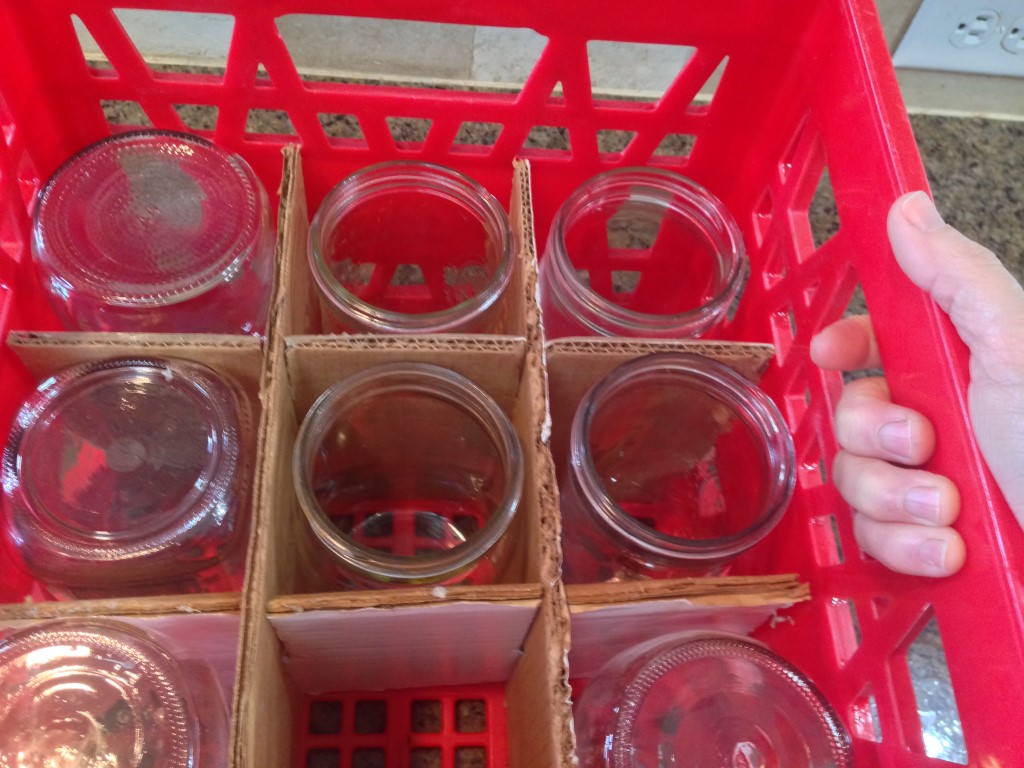 Milk Crate Canning Jar Storage Solution