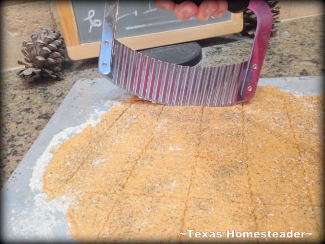 Cutting homemade dog treats into small sizes. #TexasHomesteader