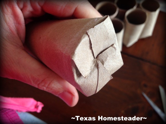 Repurposed cardboard pots to plant garden seeds. Even though it's only February & cold outside, there are still garden chores to be done. Come see how I'm preparing the veggie garden. #TexasHomesteader