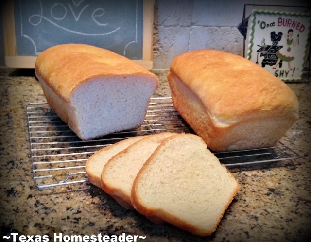 Loaves of homemade bread are batch-baked and frozen to use at a later time in our 30-day grocery no-spend challenge.. #TexasHomesteader