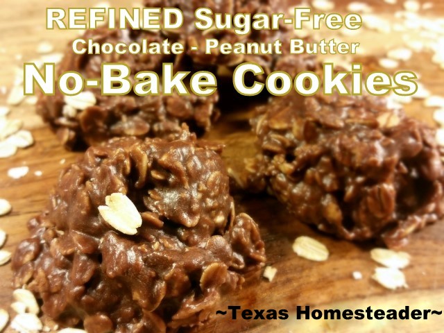 SUGAR-FREE Chocolate Peanut Butter No-Bake cookies using honey & coconut oil. No oven heating up the house during the summertime plus it's CHOCOLATE #TexasHomesteader