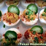 Pico de gallo deviled eggs - jalapeno slices- #TexasHomesteader