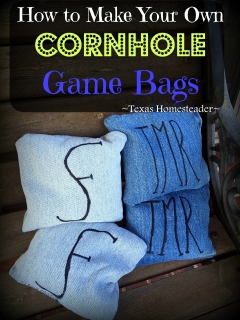 We needed 8 bags to go with our custom Cornhole Game. Look how easy it is to make your own Cornhole Game Bags - they turned out GREAT! #TexasHomesteader