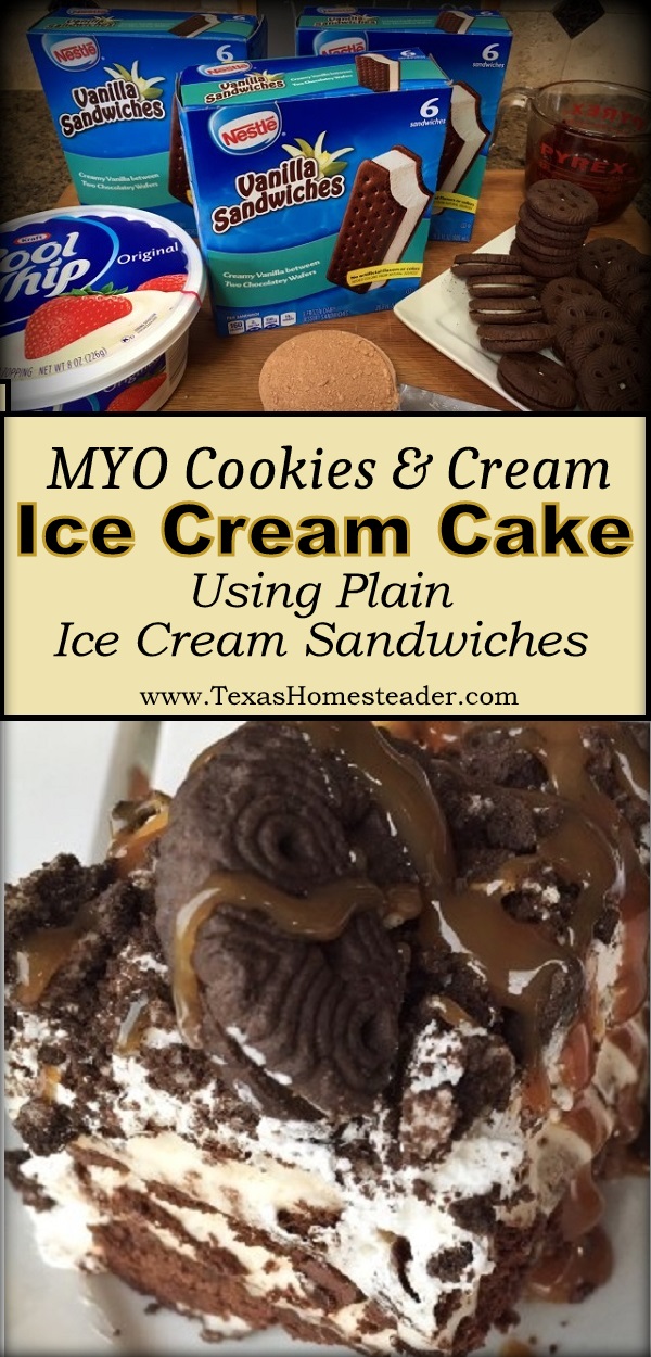 I make a quick Ice Cream Cake using Ice Cream Sandwiches for a deliciously cold sweet summertime treat. C'mon I'll show you how! #TexasHomesteader