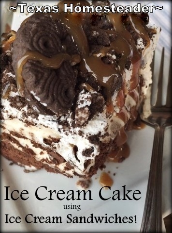 I make a quick Ice Cream Cake using Ice Cream Sandwiches for a deliciously cold sweet summertime treat. C'mon I'll show you how! #TexasHomesteader