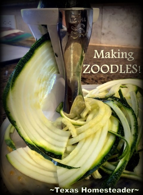 Making ZOODLES! Veggetti got the highest recommendations from my FB followers. So I bought one to make low-carb noodles 'Zoodles'. See how I make 'em! #TexasHomesteader