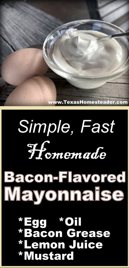 I can make my own bacon-flavored mayonnaise in minutes. #TexasHomesteader