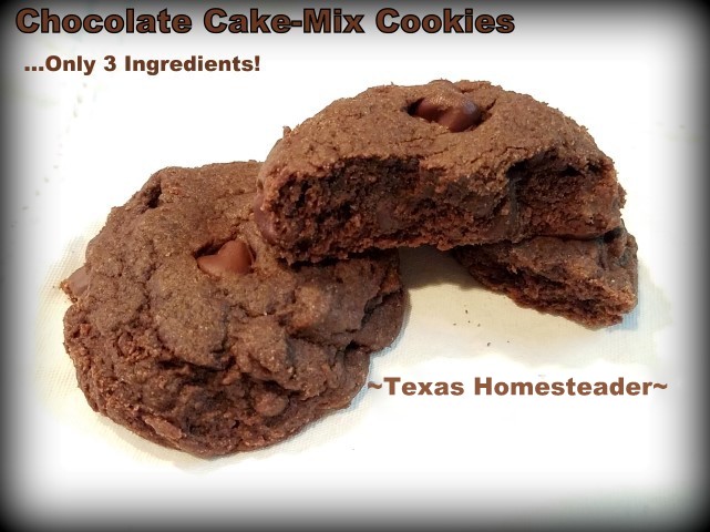 If you find yourself needing cookies in a flash try cake mix cookies. Only 3 ingredients: 1 Box of Cake Mix, 1 Stick of Butter, 1 Egg! #TexasHomesteader