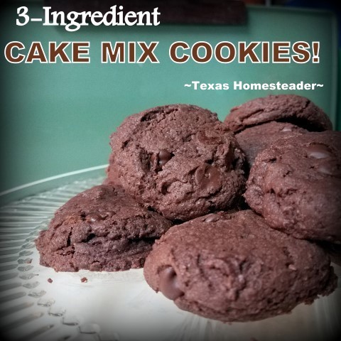 If you find yourself needing cookies in a flash try cake mix cookies. Only 3 ingredients: 1 Box of Cake Mix, 1 Stick of Butter, 1 Egg! #TexasHomesteader