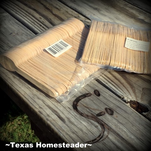 Compostable Utensils? YES! These waxed utensils are inexpensive and fully compostable. Used for backyard BBQ's & weddings! #TexasHomesteader