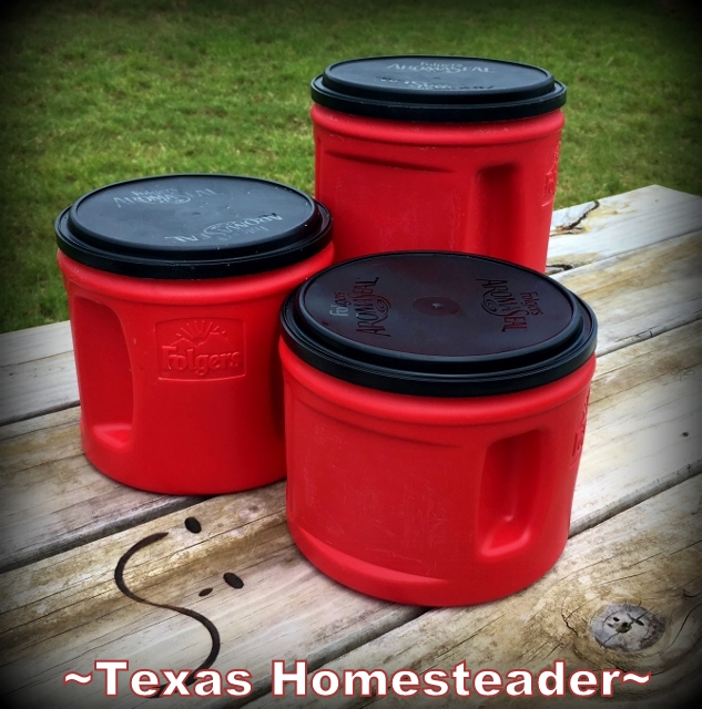 I'm always repurposing those empty coffee canisters. But this time I've made an oh-so-cute country bread box. Love it! #TexasHomesteader